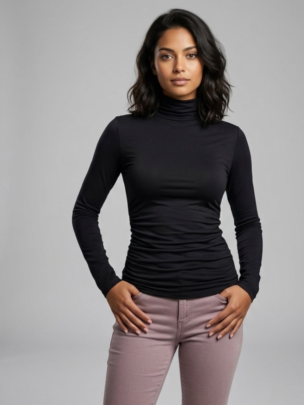 Dynamite Black Soft and Stretchy Turtleneck Top